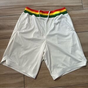 UNDFTD Undefeated Heavyweight Rasta Basketball Hoop Shorts Mesh Cream Baggy XL